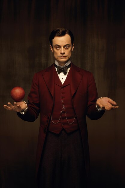 The Enigmatic Charmer Steven Meisel's Vintage Capture of a Victorian Gentleman in a Maroon Suit Me