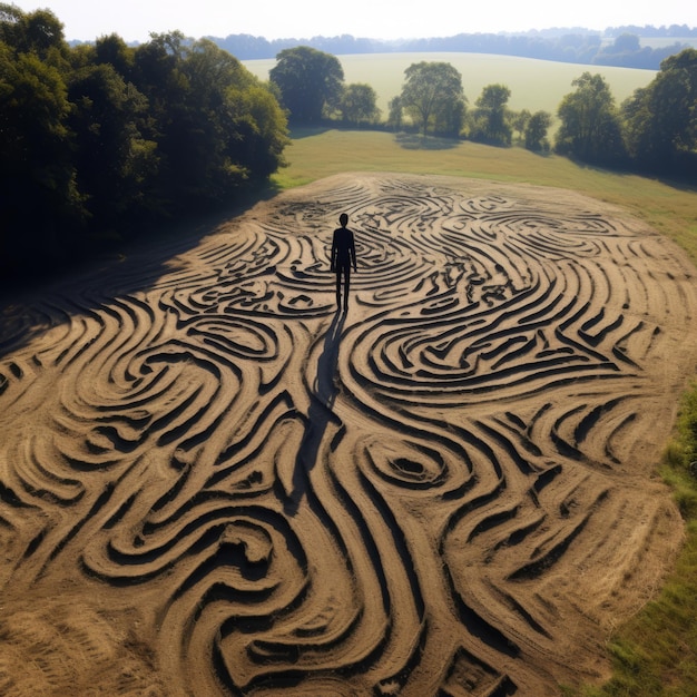 Photo the enigmatic dirt maze a surreal blend of british landscapes and symbolic imagery