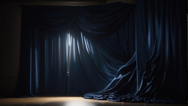 Enigmatic Elegance Blue Curtains in the Spotlight