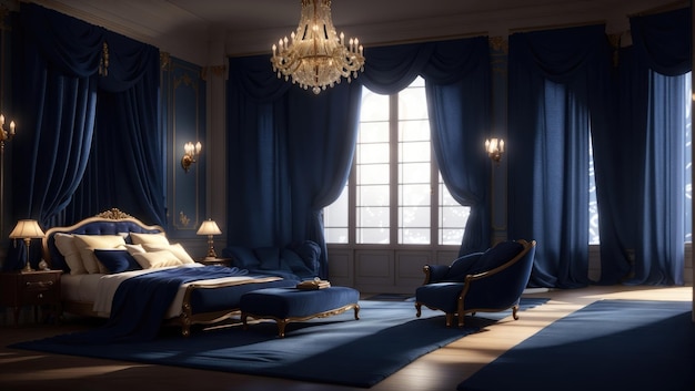 Enigmatic Elegance Blue Curtains in the Spotlight