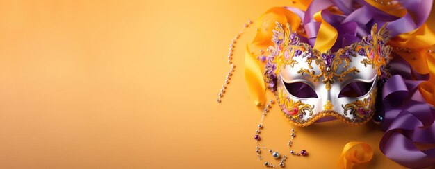 Enigmatic Elegance A Lavish Masquerade of Golden Hues and Purple Whispers Generative AI