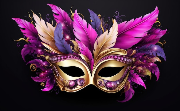 Enigmatic Elegance A Majestic Masquerade of Golden Hues and Feathered Splendor Generative AI