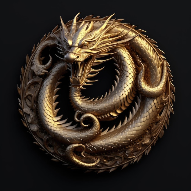 The Enigmatic Elegance A Serpentine Dragon Coiled in Circular Brilliance