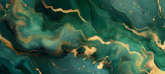 Photo enigmatic emerald green and gold marble texture for luxurious backgrounds