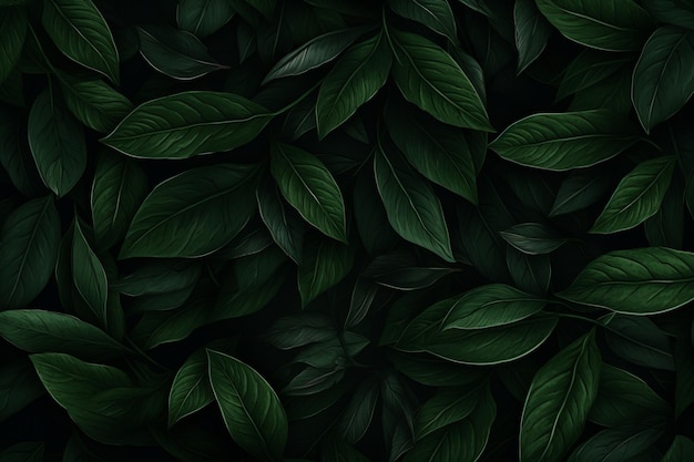 Enigmatic Foliage A Captivating Dark Green Leaves Pattern Background