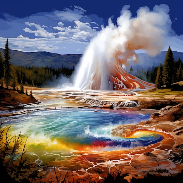 Enigmatic Geyser Bursting with Vibrant Colors