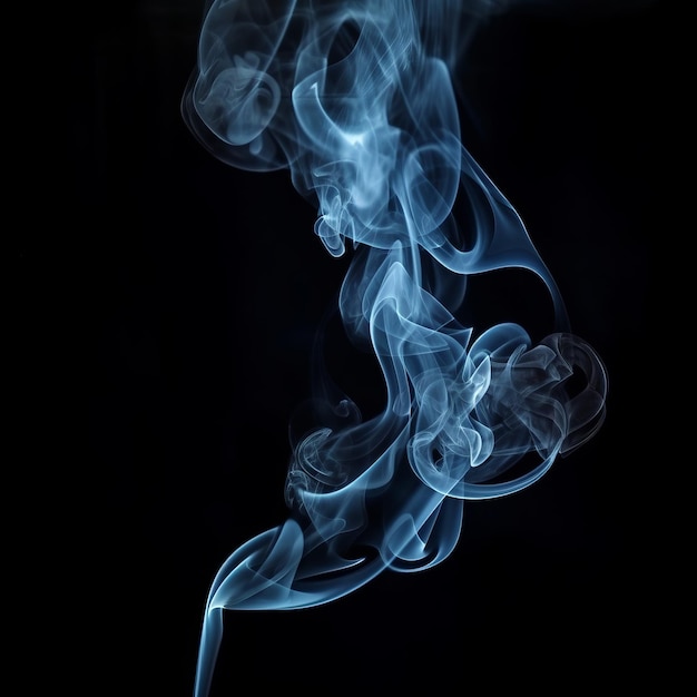 Photo enigmatic hues the mystique of light and dark blue cigarette smoke on a black canvas