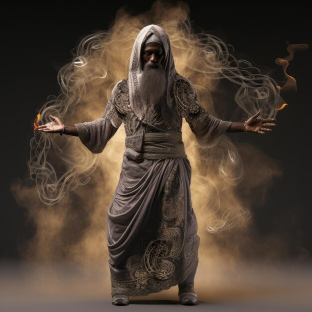 Enigmatic Mastery A Striking Anatomical Study of an African Muslim Jinn Shaykh Embodying the Mystic