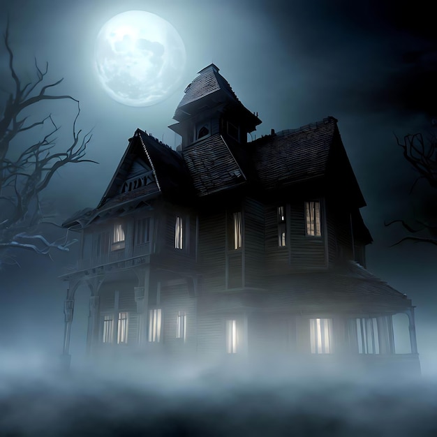 Enigmatic Moonlit Horror House Premium Images Download