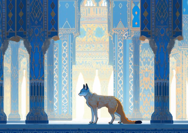 Photo the enigmatic presence the loitering lynx in vibrant neon hues wanderings in golestan palace's min