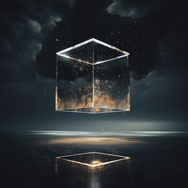 Enigmatic Reflections The Mystique of a Floating Mirror Cube in the Abyss