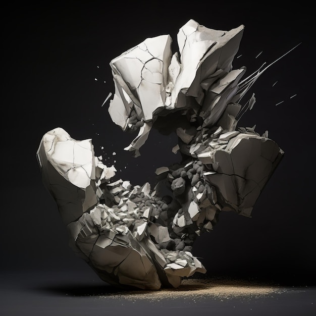 Photo enigmatic shadows unraveling the abstract hyperrealism in broken marmor sculpture