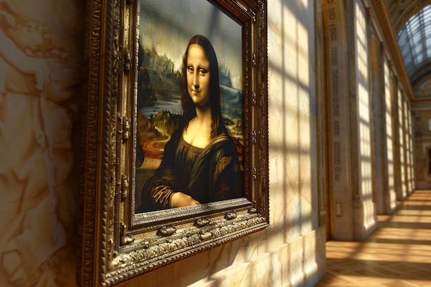 Photo enigmatic smile of the mona lisa in the louvre oct