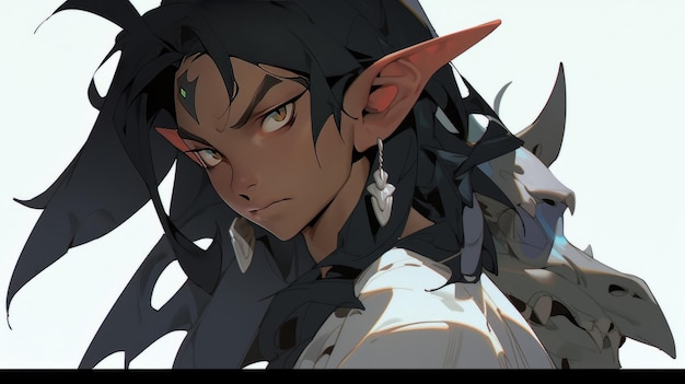 Photo the enigmatic staghorned elf a masterpiece of intricate shonen anime style