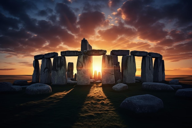 Enigmatic Stonehenge at Dawn Generative AI