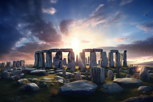 Enigmatic Stonehenge at Dawn Generative AI
