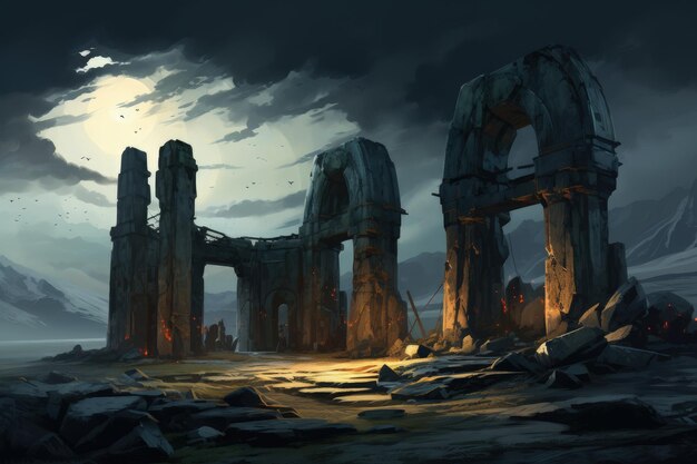 Photo enigmatic stonehenge at dawn generative ai