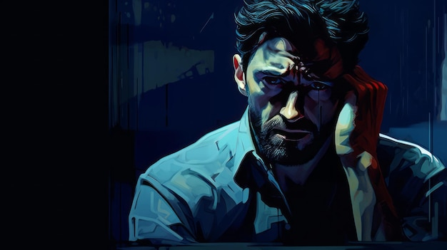 Photo the enigmatic vigilance unveiling the abstract graphic novel art with hugh jackman's profound worry