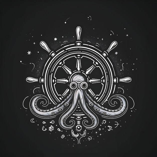 Enigmatisch Kraken Covenant Logo met een Kraken Tentacle Wrappi Creatief Logo Design Tattoo Outline