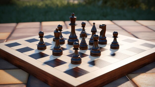 Enigmatische schaakstrijd Een close-up ontmoeting in een rokerige omgeving