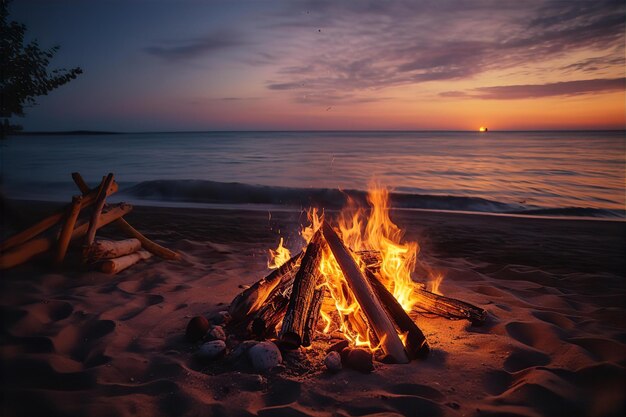 Enjoy the Beach with Bonfire in the Night Bonfire in the Beach with Cozy Summer Vibes