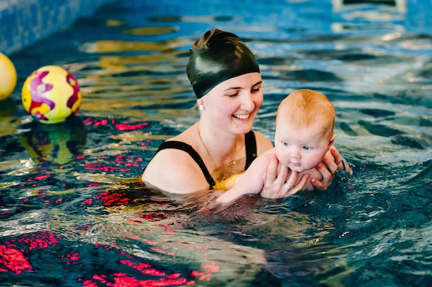 Enjoy the first day of swimming in the water.