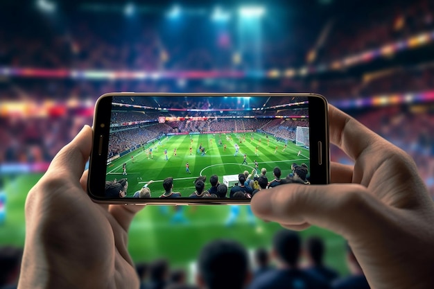 Premium AI Image  Football app on mobile phone and sport betting