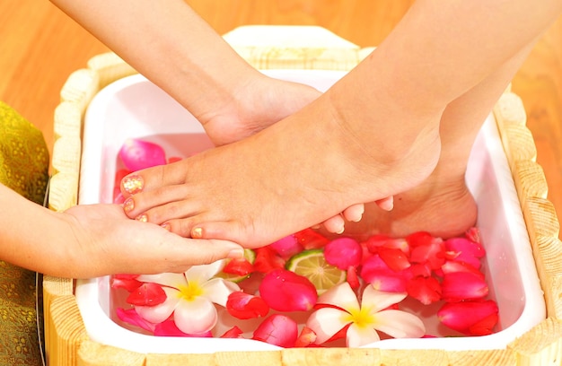 Enjoying and relaxing healthy foot massage