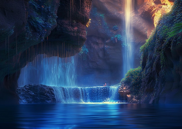 Enjoying the Water Under a Cascade