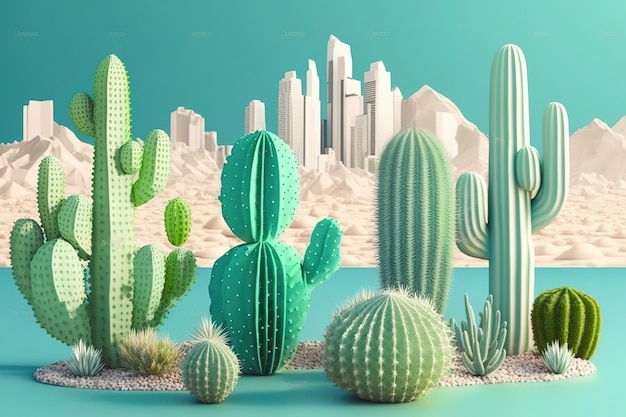 Enjoys outdoor decor made of genuine cacti a large city