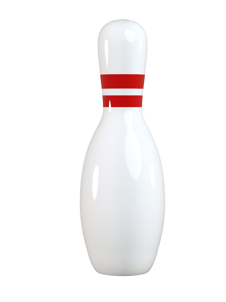 Foto enkele bowling pin geïsoleerd op een witte achtergrond