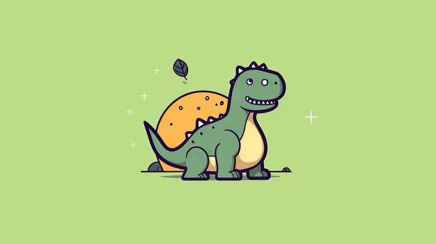 Enkele Dino saur cartoon flatflat illustratie Minimalisten in Generatieve ai