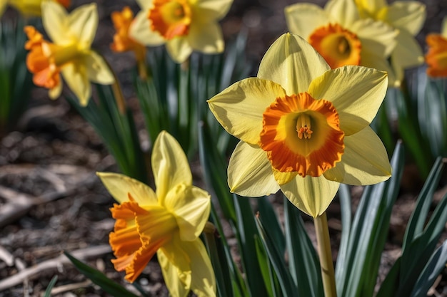 Enkele gele narcissus in het natuurlijke leefgebied