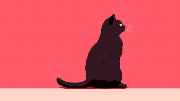 Enkele kat cartoon flatflat illustratie Minimalistisch enkele generatieve ai