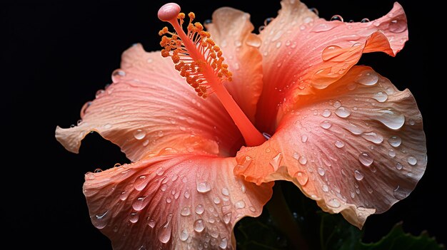 Enkele Macro Peach Hibiscus Bloem voor achtergrond