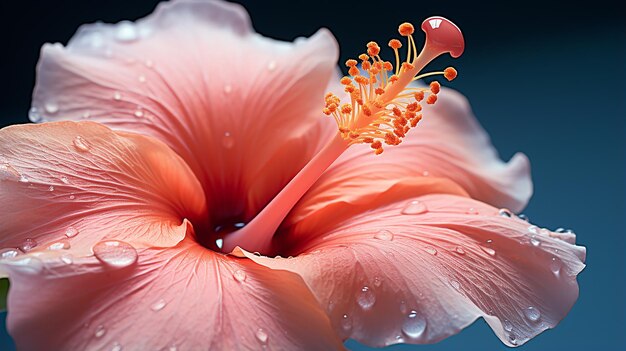 Enkele Macro Perzik Hibiscus Bloem voor Achtergrond