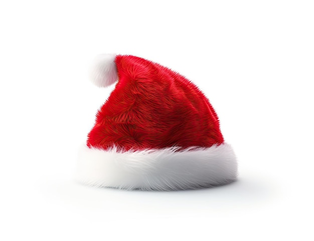 Enkele rode hoed van de kerstman geïsoleerd op een witte achtergrond gemaakt met generatieve Al-technologie
