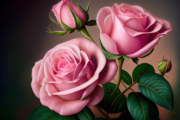Enkele roze bloem in pastelroze Generative Ai