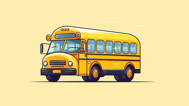 Enkele schoolbus cartoon flatflat illustratie Minima lijsten Gnerative ai