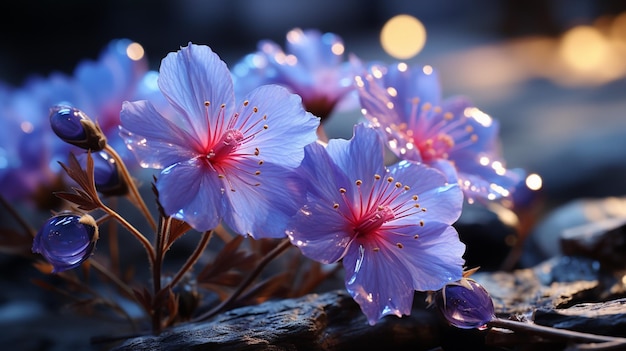 enkele zeer mooie bloemen met blauwe stelen