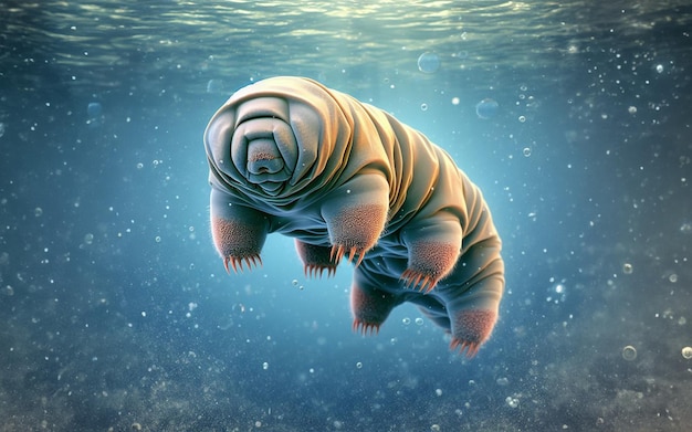 물의 확대된 이미지 일반 이름 Tardigrada 또는 Tardigrade는 phylum입니다