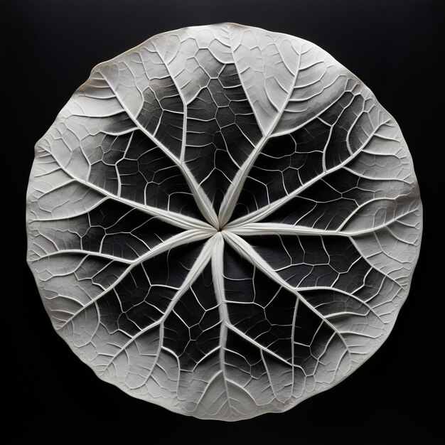 Photo the enlarged vitoria regia leaf a high definition graphic sculpture in white marble by hambrand