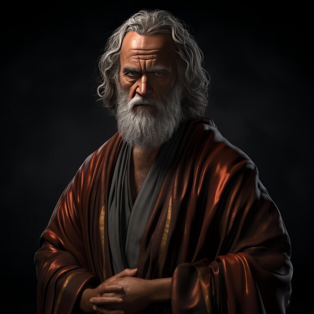 The Enlightened Essence Immersive 3D Recreation of THALES the Philosopher Amidst a Captivating Da