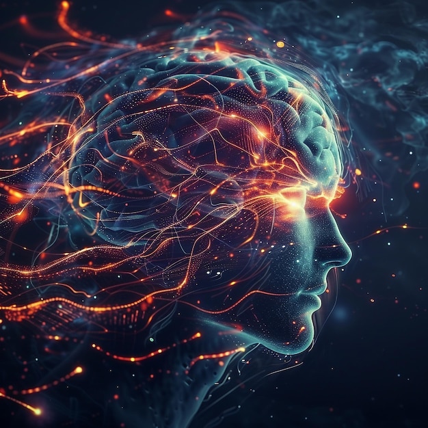 enlightened mind glowing neurons in human brain