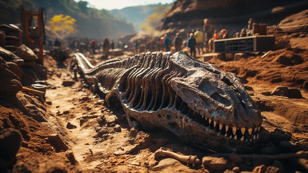 Enorme grote dinosaurus in de cavegeneratieve ai