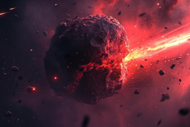 Enormous Asteroid red cinematic Generate AI