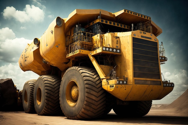 Enormous yellow mining truck