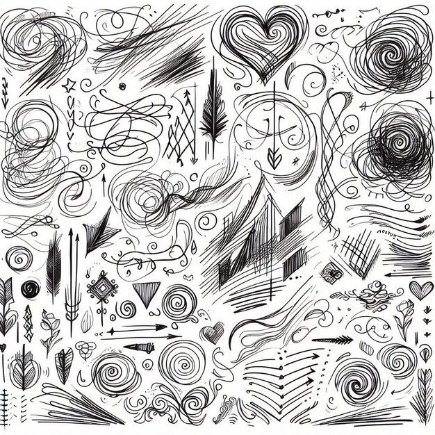 Photo ensemble of handdrawn scribble