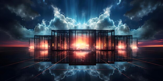 ensuring secure computing through cloud security with visible firewalls encryption and monitoring concept cloud security visible firewalls encryption monitoring secure computing