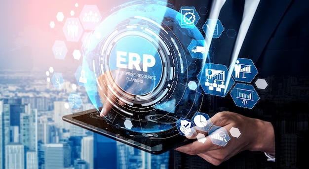 Enterprise Resource Management ERP software system for business resources plan